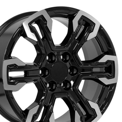 OE Wheels CV65 20 Inch Rim Fits Silverado 1500 ZR2 Style 6x139.7 20x9 Gloss Black Machined - Hollander 14089 (1)