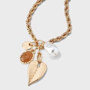 Leaf Charm and Gold Chain - A New Day™ Gold - 1 of 4
