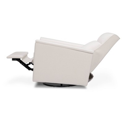Cream Eco-Weave Swivel Recliner with Wood Frame