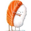 Men's Design By Humans Sushi Hug By andremullerdko T-Shirt - 2 of 4