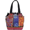 Laurel Burch Medium Tote Zipper Top 12"X3.5"X8.5"-Tres Gatos - Red, Orange & Blue - 2 of 2
