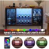 47 in Industrial Coffee Bar Cabinet with Led Lights and Power Outlets, Wood Liquor Cabinet with 2 Doors, Glass Holders & Storage, Mini Coffee Bar - 4 of 4