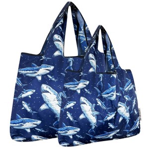 Wrapables Large & Small Foldable Tote Nylon Reusable Grocery Bags - 1 of 4