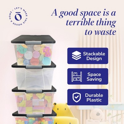 15-Quart Clear Plastic Stackable Storage Container with Gray Lid