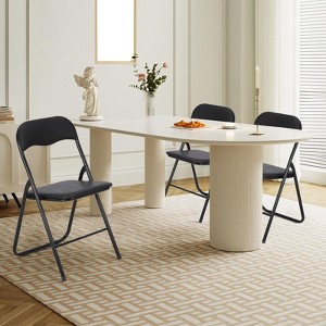 Set of 4 Folding Chairs with Cushion, Non-Slip Feet and Metal Legs, Portable for Indoor & Outdoor Events - 1 of 4