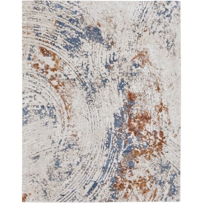 Gilmore Modern Abstract Ivory/Blue/Orange Area Rug