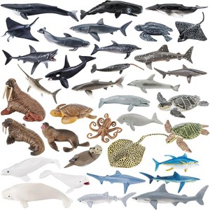 36-Piece Ocean Animal Toys Set with Shark, Whale & Octopus, Sea Creature Figurines for Play, Cake Toppers and Party Favors - 1 of 4