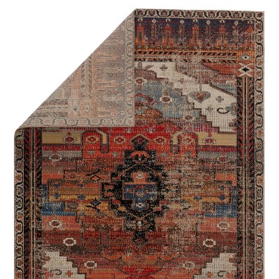 Multicolor Synthetic Medallion Runner Rug, 2'6" x 8'
