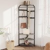 Corner Coat Rack with Storage Bench,Entryway Clothes Rack with Shelf,Corner Coat Rack with 6 Double Hooks,Wooden Hanger Stand for Jackets and Shoes - 2 of 4