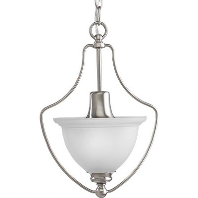 Progress Lighting, Madison Collection, 1-Light Foyer Pendant, Brushed Nickel, Etched Glass Shade