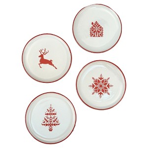 BIA Cordon Bleu Assorted Holiday Plate Set - Round Stoneware Plates with Festive Motifs, Stackable 6-Inch Plates for Snacks, Cookies, Appetizers - 1 of 1