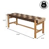 JONATHAN Y Denis 48" 2-Seat Backless 700-Lbs Support Acacia Wood Outdoor Bench With Checkerboard Woven Rope Seat - 4 of 4