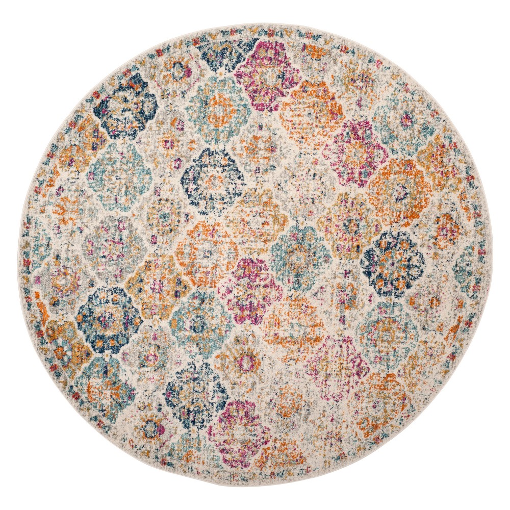 5' Medallion Loomed Round Area Rug Cream - Safavieh