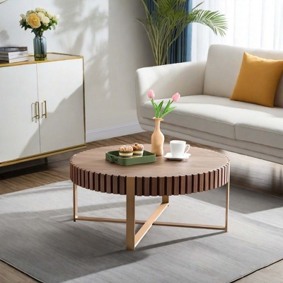 NicBex Modern 31.5" Round Coffee Table with Metal Frame for Living Room and Office