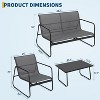 Jojoka 4 Piece Patio Conversation Set with Loveseat and Glass Top Coffee Table for Balcony/Backyard - 3 of 4