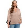Women's Plus Size V-Neck Cardigan Casual 3/4 Sleeve Knit Button Down Open Front Sweater - 2 of 4