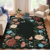 Vintage Floral Scalloped Area Rug Machine Washable Rug Stain Resistant Easy Cleaning Carpet Non Slip Soft Low Pile Folding Floor Cover For Home - 4 of 4