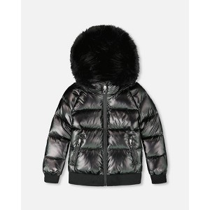 Deux par Deux Boy Black Quilted Bomber-Style Winter Coat - 1 of 4
