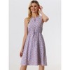 Allegra K Women's Floral Split Neck Drawstring Waist Sleeveless A-Line Summer Midi Dress - 3 of 4