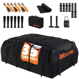 Mockins 35 Cu Ft. Black Waterproof Rooftop Cargo Bag (60"x42"x24") with PVC Mat, Straps, Hooks & More - 1 of 4