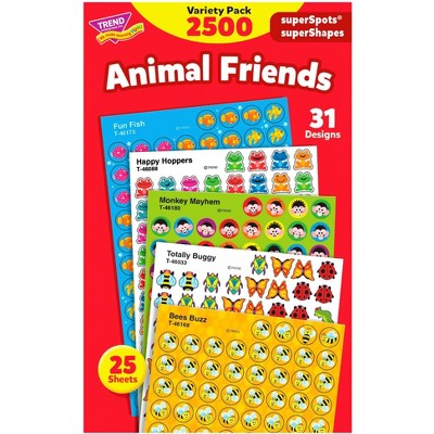 Trend Enterprises SuperSpots Animal Friends Stickers, pk of 2500