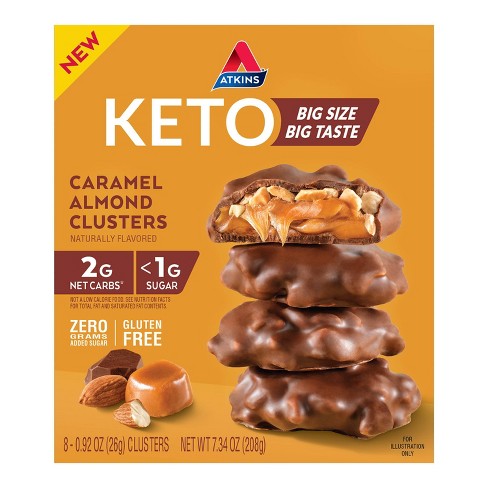 Atkins Gluten Free Keto Caramel Almond Clusters Value Pack - 8ct/7.34oz :  Target