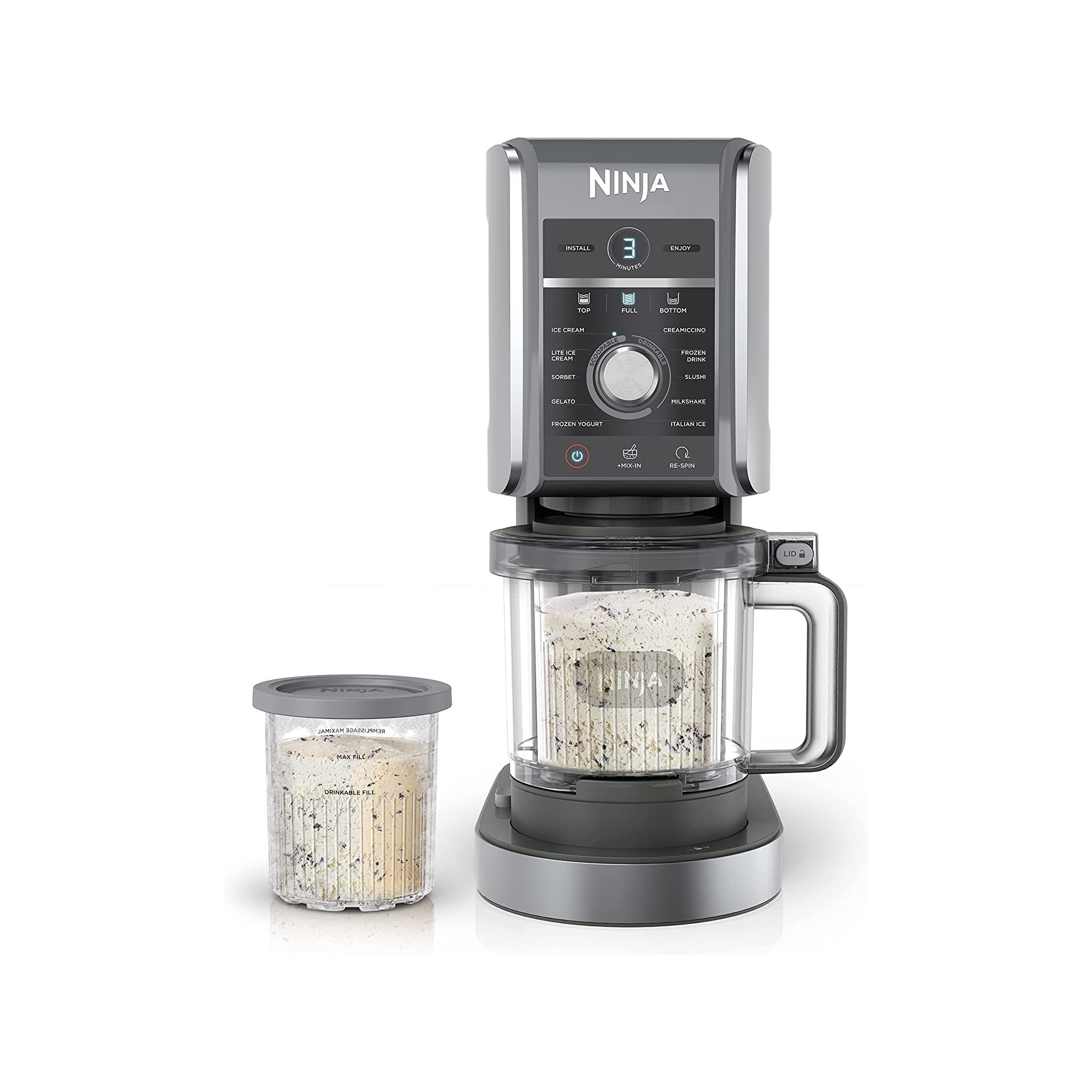 Ninja CREAMi Deluxe 11-in-1 XL Ice Cream Maker, Silver (NC501) Manufacturer Refurbished