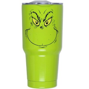 Grinch Drink Tumbler Dr Seuss's How The GRINCH Stole Christmas Holiday 30oz Drink Travel Tumbler Cup with Clear Lid Green - 1 of 3