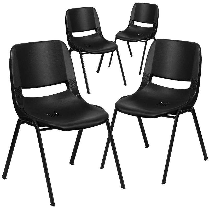 Flash Furniture 4 Pack HERCULES Series 440 lb. Capacity Kid's Ergonomic Shell Stack Chair with 12" Seat Height, 1 of 2