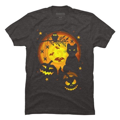 Men's Design By Humans Halloween Kitty By artizan16 T-Shirt