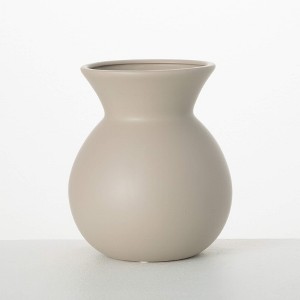 Sullivans 8.25" Matte Gray Hourglass Vase, Ceramic - 1 of 3