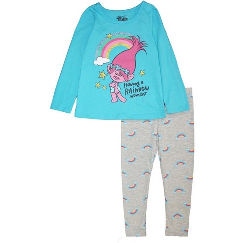 DreamWorks Trolls Little Girls' 2-Piece Long Sleeve Top and Legging Sets - image 1 of 3