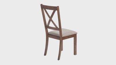 Brown Upholstered Leather Cross Back Side Chair