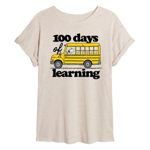 Women's - Peanuts - 100 Days Of Learning Oversized Graphic T-Shirt - 1 of 4