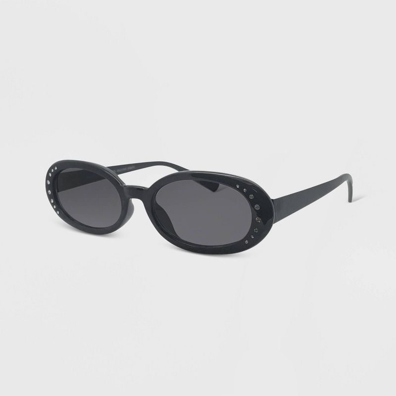 Women&#39;s Plastic Oval Rhinestones Sunglasses - Wild Fable&#8482; Black, 2 of 3