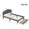 Acekool Queen Upholstered Platform Bed Frame with Storage Drawer, LED Headboard & USB Ports, Teddy Fleece, No Box Spring, Gray - 2 of 4