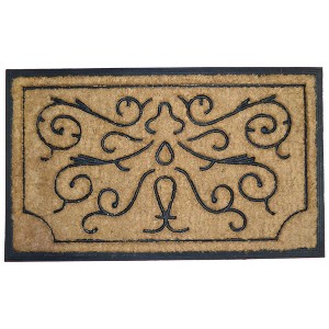 HomeRoots 18" X 30" Beige and Black Rubber and Coir Outdoor Door Mat - 1 of 4