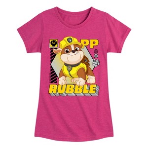 Girls' - Paw Patrol - Rubble Fitted Short Sleeve Graphic T-Shirt - 1 of 4