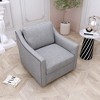 360° Swivel Armchair, Cotton Linen Upholstery, Brass Nail Details, Ergonomic Design, Wooden Legs, Comfortable Living Room Chair - 3 of 4