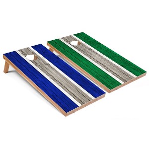 Skip's Garage Royal and Kelly Striped Cornhole Board Set, Includes 2 Boards, 8 Bags & Optional Accessories - 1 of 4