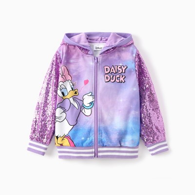 PATPAT Disney Mickey and Friends Toddler Girl 1pc Minnie Mouse/Daisy Duck Sequined Spliced Hooded Jacket