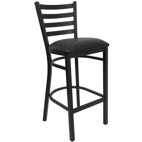 Emma and Oliver Ladder Back Black Metal Restaurant Dining Barstool - image 1 of 4