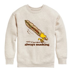 Boys' - Peanuts - Always Snacking Graphic Long Sleeve Fleece Sweatshirt - 1 of 4