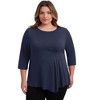 Women's Plus Size Crew Neck Waist Pleated 3/4 Sleeve Asymmetric Hem Casual Loose Fit Blouses - GRACE & GRANDEUR - 4 of 4