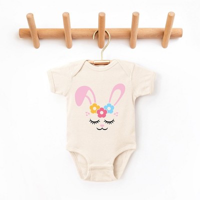 The Juniper Shop Bunny Face With Flowers Baby Bodysuit