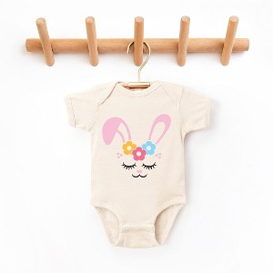 The Juniper Shop Bunny Face With Flowers Baby Bodysuit - 1 of 2