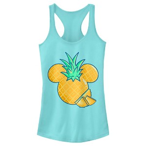 Juniors Womens Mickey & Friends Pineapple Logo Racerback Tank Top - 1 of 4