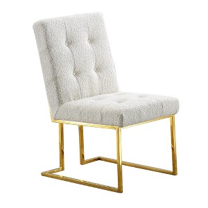 NicBex 2-piece Set Dining Chair Modern Upholstered Linen Fabric Side Chair with Tufted Button Back and Gold Metal Legs for Dining Room - 1 of 4