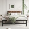 ALEXOUN Metal Bed Frame with Rustic Vintage Wood Headboard, Strong Metal Slats Support Mattress Foundation, No Box Spring Needed Rustic - 2 of 4