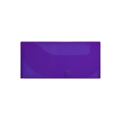 JAM Paper Plastic Pencil Case Snap Button Pencil Case Box Purple 166532743